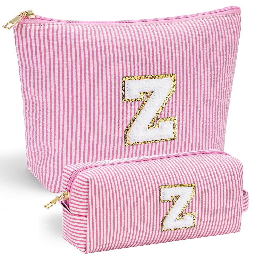 Birthday Gifts For Women Girls - Personalized Initial Cute Pink Makeup Bags💝